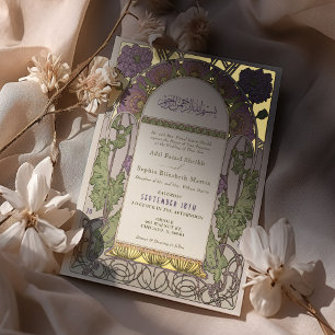 Invitación Con Relieve Metalizado Boda islámico de lavanda Art Nouveau árabe