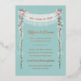 Invitación Con Relieve Metalizado Boda judía romántica bajo la Chuppah
