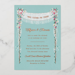 Invitación Con Relieve Metalizado Boda judío romántico bajo el Chuppah
