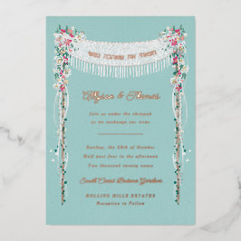 Invitación Con Relieve Metalizado Boda judío romántico bajo el Chuppah