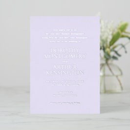 Invitación Con Relieve Metalizado Boda Lilac elegante moderna