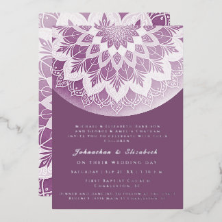 Invitación Con Relieve Metalizado Boda Mandala de Encaje Rosa