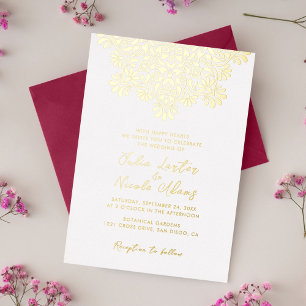 Invitación Con Relieve Metalizado Boda Mandala Floral Rústica Boho Amanecer