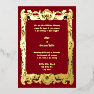Invitación Con Relieve Metalizado Boda Marco Barroco Rococó Rocalla