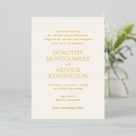 Invitación Con Relieve Metalizado Boda marfil elegante moderna