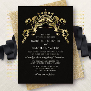 Invitación Con Relieve Metalizado Boda Medieval de Cuento de Hadas Real