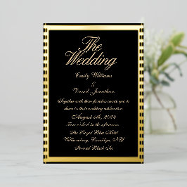 Invitación Con Relieve Metalizado Boda Metallic Gold Dark