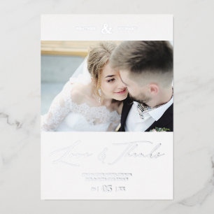 Invitación Con Relieve Metalizado Boda Minimalista Amor & Agradecimiento Foto Person