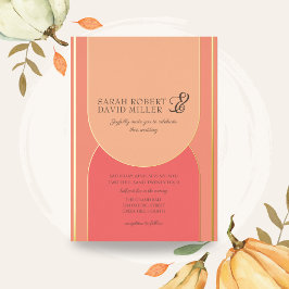 Invitación Con Relieve Metalizado Boda Minimalista Arco Melocotón Fuzz Negrita