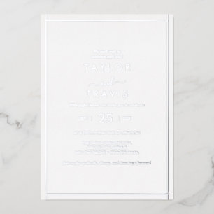 Invitación Con Relieve Metalizado Boda Minimalista con Hoja de Plata