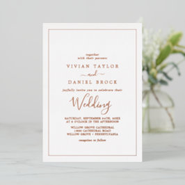 Invitación Con Relieve Metalizado Boda minimalista con lámina de oro rosa