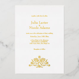 Invitación Con Relieve Metalizado Boda Minimalista con Rosa de cosecha notoria