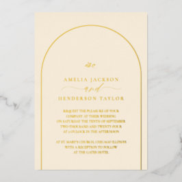 Invitación Con Relieve Metalizado Boda minimalista del Arco de Boho Cream