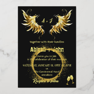 Invitación Con Relieve Metalizado Boda minimalista del Círculo de Oro Clásico