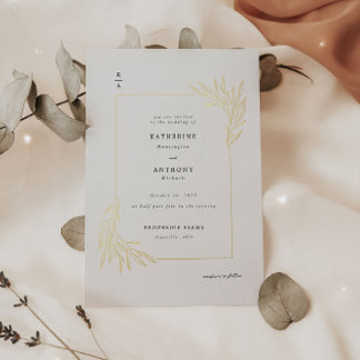 Invitación Con Relieve Metalizado Boda Minimalista elegante