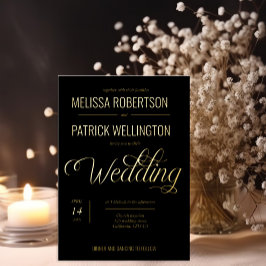 Invitación Con Relieve Metalizado Boda minimalista elegante con lámina de oro y plat