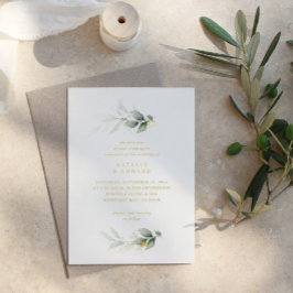 Invitación Con Relieve Metalizado Boda minimalista elegante moderna de eucalipto