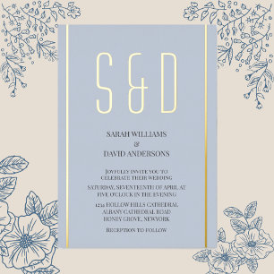 Invitación Con Relieve Metalizado Boda Minimalista Elegante Moderno Script