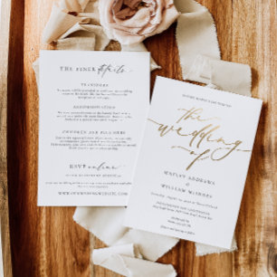 Invitación Con Relieve Metalizado Boda minimalista Ellesmere y detalles