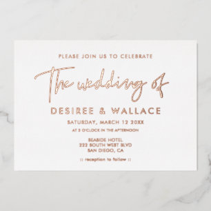 Invitación Con Relieve Metalizado Boda minimalista moderna