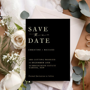 Invitación Con Relieve Metalizado Boda Minimalista Moderna Ahorra la Fecha