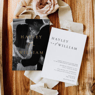 Invitación Con Relieve Metalizado Boda minimalista moderna de Ellesmere