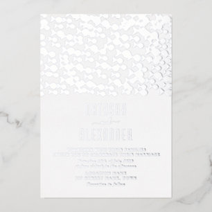 Invitación Con Relieve Metalizado Boda Minimalista Moderna de Plata