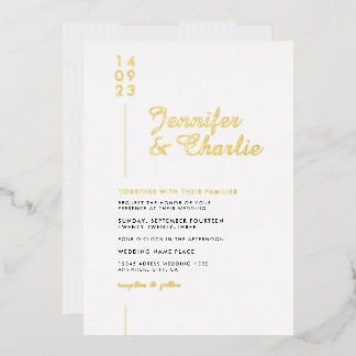 Invitación Con Relieve Metalizado Boda minimalista moderna y formal de elegancia bla