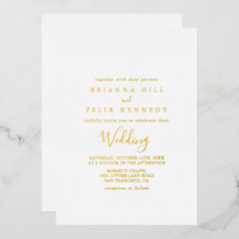 Invitación Con Relieve Metalizado Boda Minimalista Simple de Oro