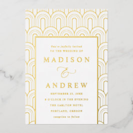 Invitación Con Relieve Metalizado Boda Moderna Art Déco