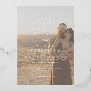 Invitación Con Relieve Metalizado Boda moderna con foto limpia