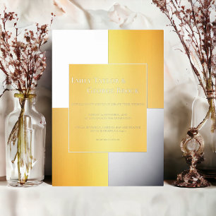Invitación Con Relieve Metalizado Boda moderna de lujo elegante en plata y oro