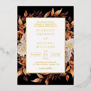 Invitación Con Relieve Metalizado Boda moderna de otoño