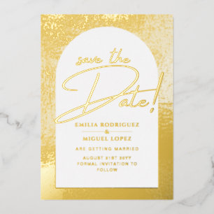 Invitación Con Relieve Metalizado Boda Moderna De Relieve metalizado dorado Real Sal
