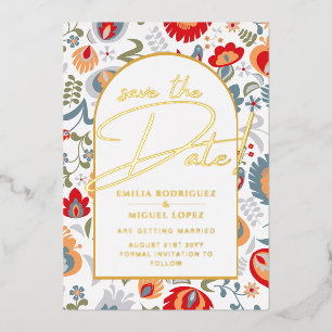 Invitación Con Relieve Metalizado Boda Moderna De Relieve metalizado dorado Real Sal
