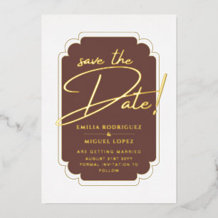 Invitación Con Relieve Metalizado Boda Moderna De Relieve metalizado dorado Real Sal