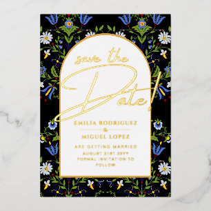 Invitación Con Relieve Metalizado Boda Moderna De Relieve metalizado dorado Real Sal