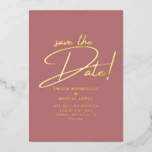 Invitación Con Relieve Metalizado Boda Moderna De Relieve metalizado dorado Real Sal