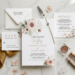 Invitación Con Relieve Metalizado Boda moderna de rubor rosa polvoriento de moda