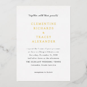 Invitación Con Relieve Metalizado Boda moderna elegante