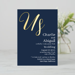 Invitación Con Relieve Metalizado Boda moderna elegante de oro estadounidense sobre