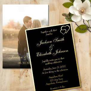 Invitación Con Relieve Metalizado Boda Moderna Elegante Premium con Foto en la Parte
