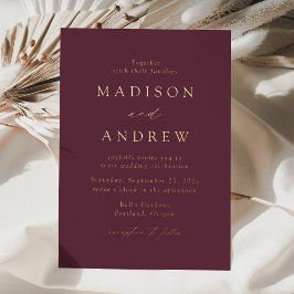 Invitación Con Relieve Metalizado Boda moderna elegante púrpura y dorada