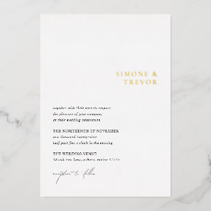 Invitación Con Relieve Metalizado Boda moderna en blanco y negro limpio