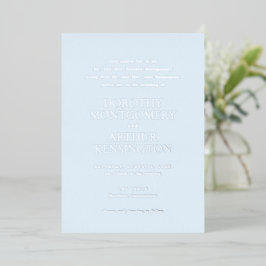 Invitación Con Relieve Metalizado Boda moderna en polvo azul elegante