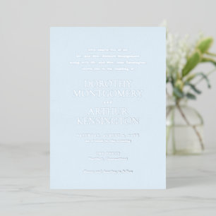 Invitación Con Relieve Metalizado Boda moderna en polvo azul elegante