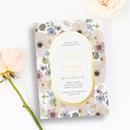 Invitación Con Relieve Metalizado Boda moderna floral