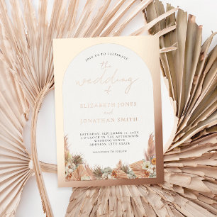 Invitación Con Relieve Metalizado Boda moderna floral boho de lámina de oro rosa
