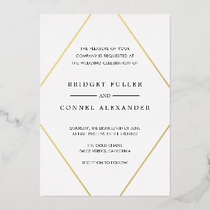 Invitación Con Relieve Metalizado Boda Moderna Geométrica de Bridget