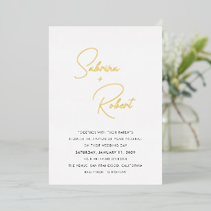 Invitación Con Relieve Metalizado Boda Moderna Limpia
